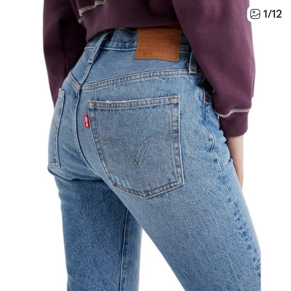 Levis Premium Women's Medium Wash 501 Button Fly Red Tab W24 L26 Retro Jeans